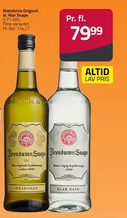 Fleggaard Brøndums Original el. Klar Snaps erbjuda