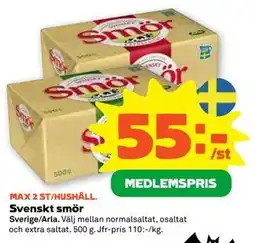 Stora Coop Svenskt smör, Medlemspris erbjuda