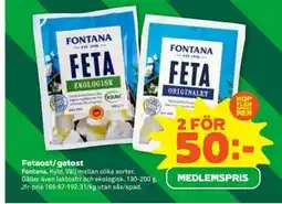 Stora Coop Fetaost/ getost, Medlemspris erbjuda