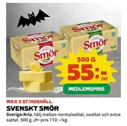 Coop SVENSKT SMÖR, Medlemspris erbjuda