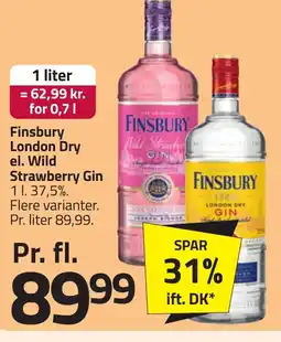 Fleggaard Finsbury London Dry el. Wild Strawberry Gin erbjuda
