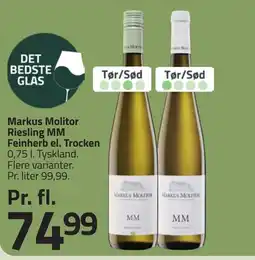Fleggaard Markus Molitor Riesling MM Feinherb el. Trocken erbjuda