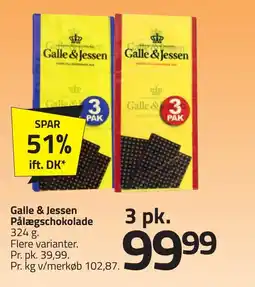 Fleggaard Galle & Jessen Pålægschokolade 3 pk erbjuda