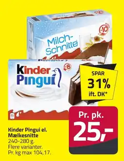 Fleggaard Kinder Pingui el. Mælkesnitte erbjuda