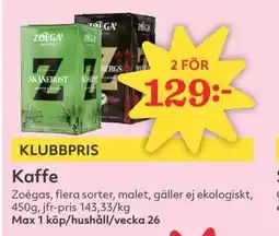 Hemköp Zoégas Kaffe erbjuda