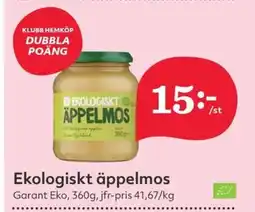 Hemköp Garant Ekologiskt äppelmos erbjuda