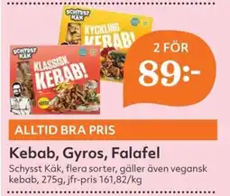 Hemköp Schysst Käk Kebab, Gyros, Falafel erbjuda