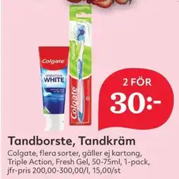 Hemköp Colgate Tandborste, Tandkräm erbjuda