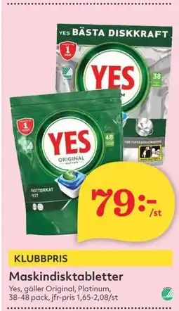 Hemköp YES Maskindisktabletter erbjuda