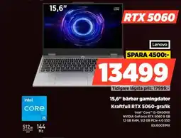 Power Lenovo 15,6" bärbar gamingdator 83JE0031MX erbjuda