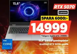 Power Lenovo 15,6" bärbar gamingdator 83JE0050MX erbjuda