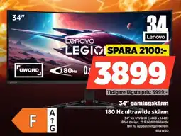 Power Lenovo 34″ gamingskärm R34W30 erbjuda