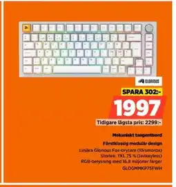 Power Mekaniskt tangentbord GLOGMMKP75FWH erbjuda