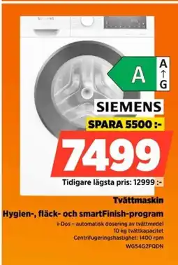 Power SIEMENS Tvättmaskin WG54G2FQDN erbjuda