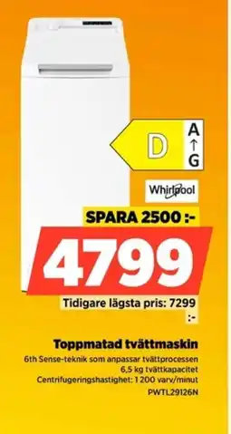 Power Whirlpool Toppmatad tvättmaskin PWTL29126N erbjuda