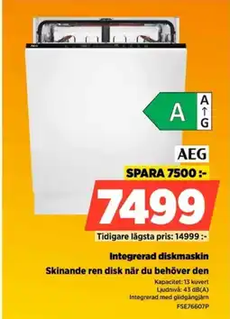 Power AEG Integrerad diskmaskin FSE76607P erbjuda