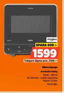 Power Whirlpool Mikrovågsugn MAX34BL erbjuda