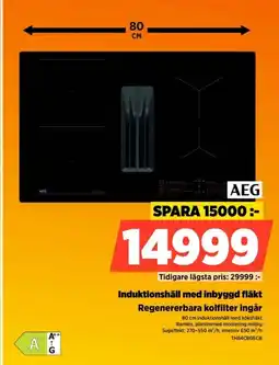 Power AEG Induktionshäll med inbyggd fläkt TH84CBOSCB erbjuda