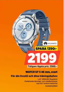 Power HUAWEI Watch GT 5 46 mm, svart HUA55020DKH erbjuda
