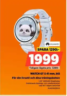 Power HUAWEI Watch GT 5 41 mm, blå HUA55020DJV erbjuda