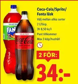 Lidl Coca-Cola/Sprite/ Fanta läsk, SEK 34 erbjuda