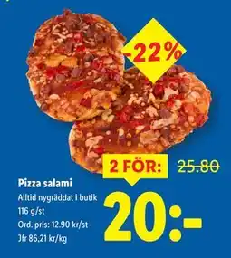 Lidl Pizza salami, SEK 20 erbjuda