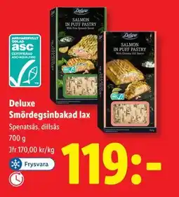 Lidl Deluxe Smördegsinbakad lax, SEK 119 erbjuda