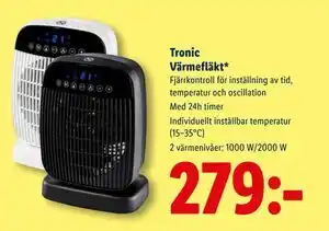Lidl Tronic Värmefläkt, SEK 279 erbjuda