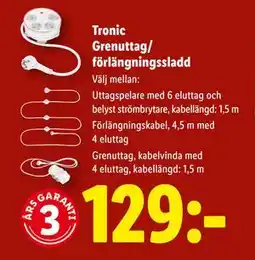 Lidl Tronic Grenuttag/ förlängningssladd, SEK 129 erbjuda