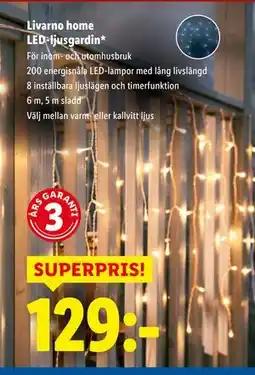 Lidl Livarno home LED-ljusgardin, SEK 129 erbjuda