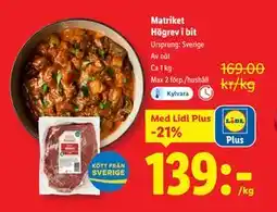 Lidl Matriket Högrev i bit, Pris i appen erbjuda