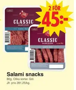 Matöppet Salami snacks, SEK 45 erbjuda