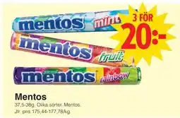 Matöppet Mentos, SEK 20 erbjuda