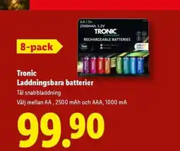 Lidl Tronic Laddningsbara batterier erbjuda