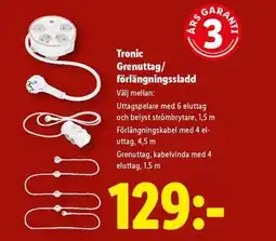 Lidl Tronic Grenuttag/ förlängningssladd erbjuda