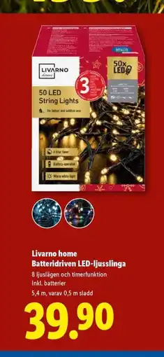 Lidl Livarno home Batteridriven LED-ljusslinga erbjuda