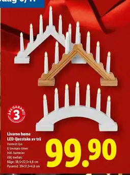 Lidl Livarno home LED-ljusstake av trä erbjuda