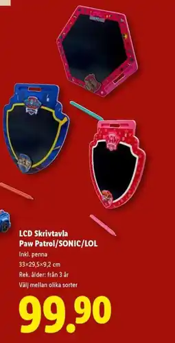 Lidl LCD Skrivtavla Paw Patrol/SONIC/LOL erbjuda