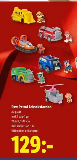 Lidl Paw Patrol Leksaksfordon erbjuda