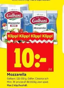 ICA Kvantum Mozzarella erbjuda