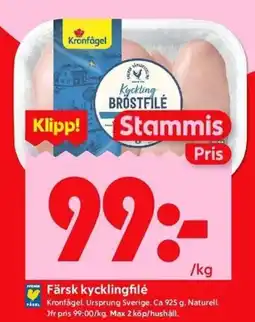 ICA Kvantum Färsk kycklingfilé erbjuda