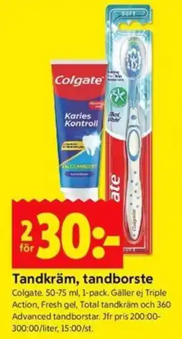 ICA Kvantum Tandkräm, tandborste erbjuda