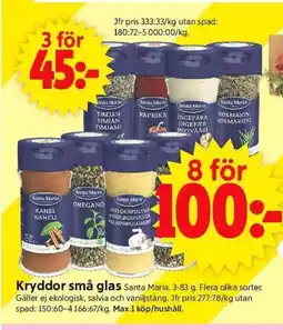 ICA Supermarket Kryddor små glas erbjuda