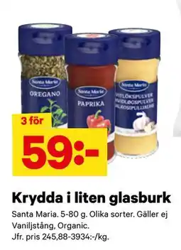 City Gross Krydda i liten glasburk, SEK 59 erbjuda