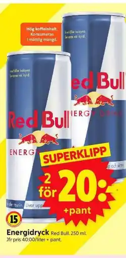 ICA Supermarket Energidryck Red Bull. erbjuda