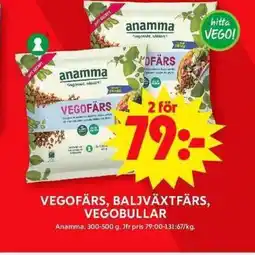 ICA Maxi Vegofärs, baljväxtfärs, vegobullar erbjuda