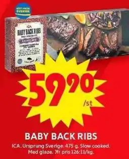 ICA Maxi Baby back ribs erbjuda