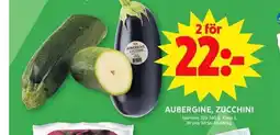 ICA Maxi Aubergine, zucchini erbjuda