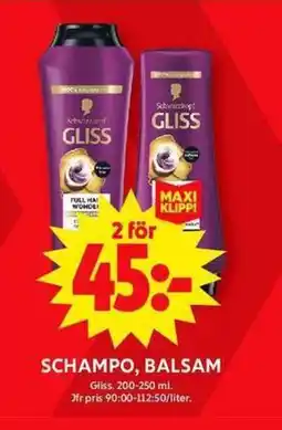 ICA Maxi Schampo, balsam gliss. erbjuda