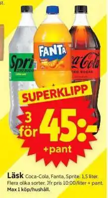 ICA Supermarket Läsk Coca-Cola, Fanta, Sprite erbjuda